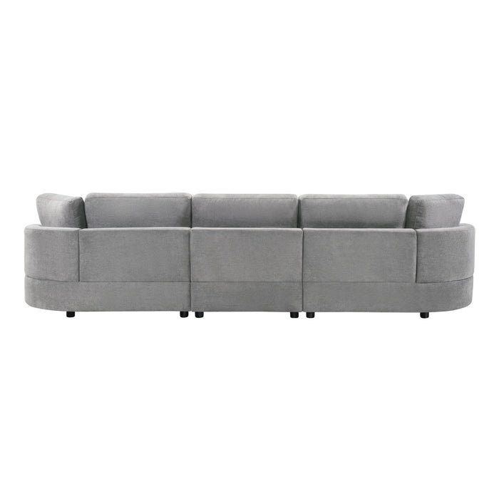 Modern 3 Seater Upholstered Sofa With Curved Design