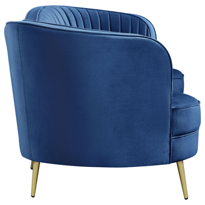 Marsden - Upholstered Recessed Arm Sofa - Blue