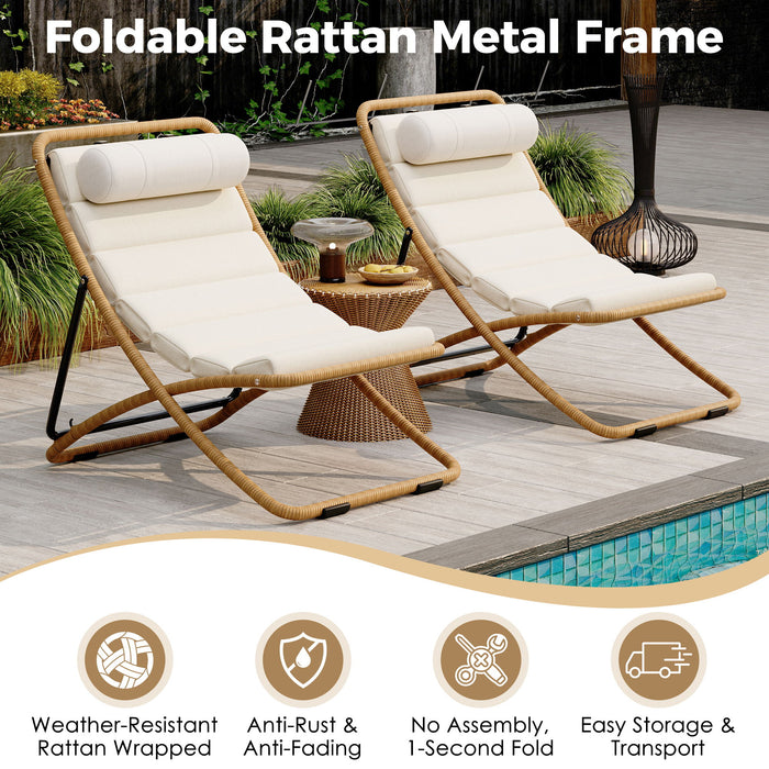 Outdoor Folding Chair With Adjustable Backrest (Set of 2)
