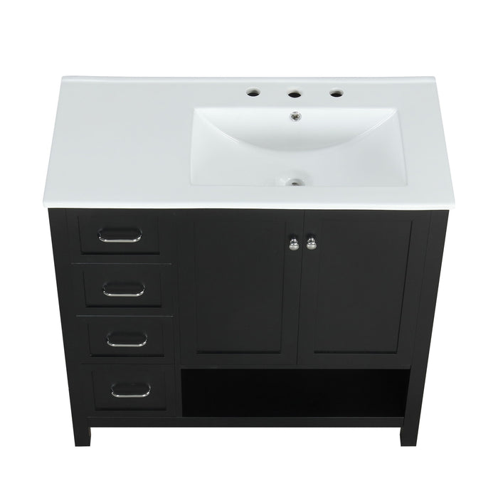 Bathroom Vanity With Sink Top, Bathroom Vanity Cabinet With 2 Doors And 2 Drawers, Open Shelf