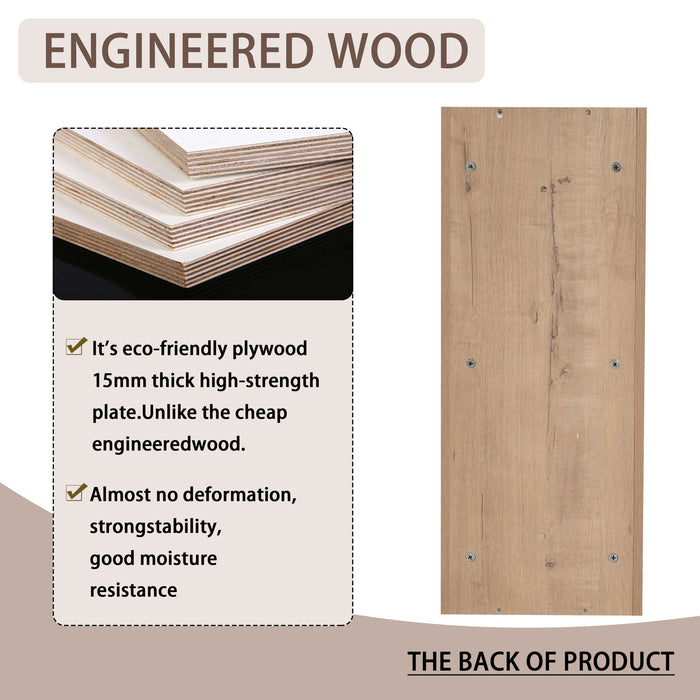 Modern Wall Mounted Bathroom Vanity With Ceramic Sink And Storage Rack, 2 Soft Close Drawers