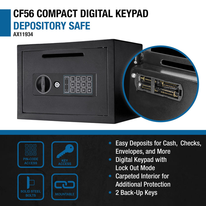 Compact Keypad Depository Safe - Black