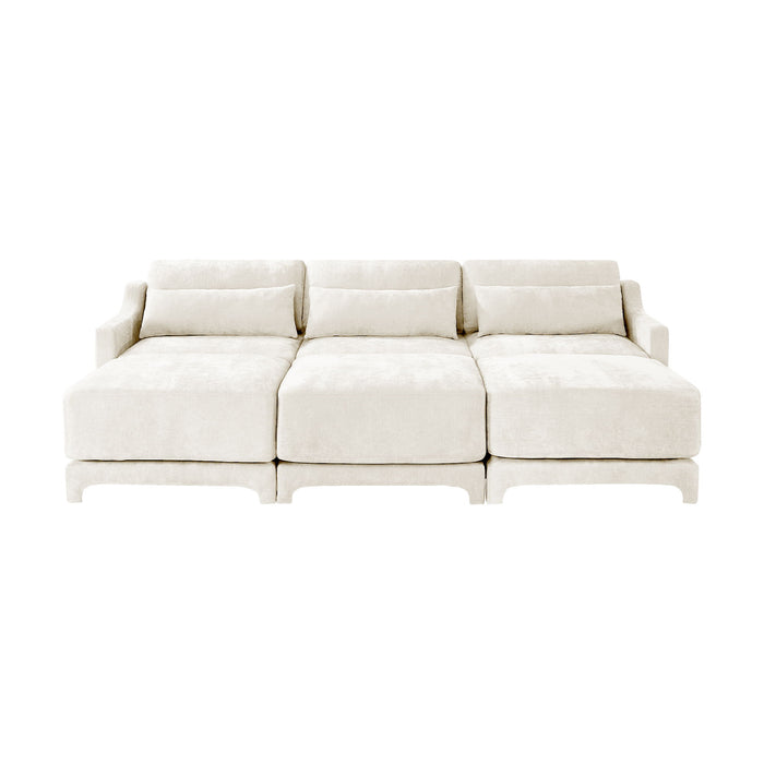 Stylish Sofa With Ottoman And Lumbar Pillows, Ergonomic Design