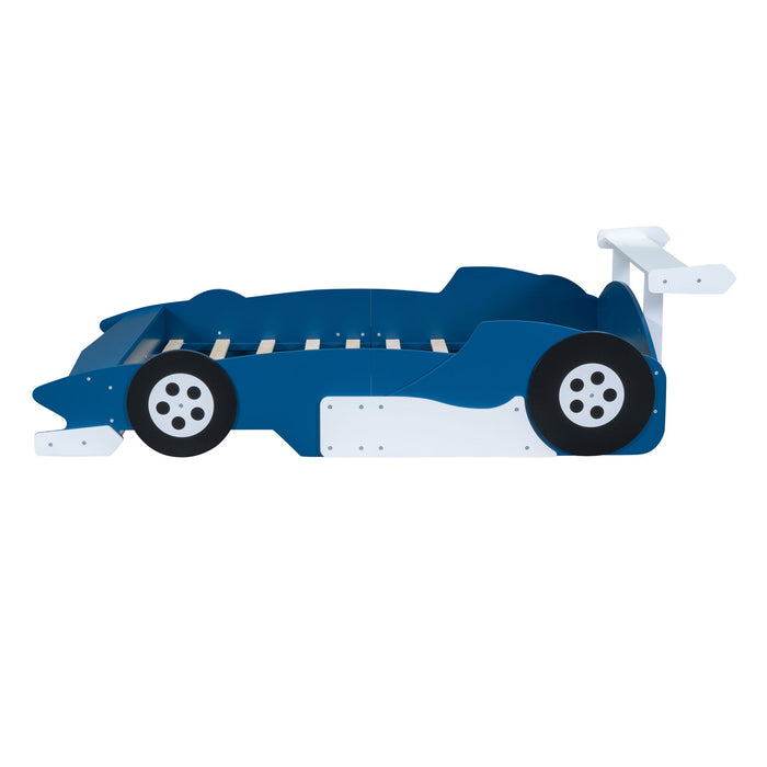 Race Car-Shaped Platform Bed With Wheels