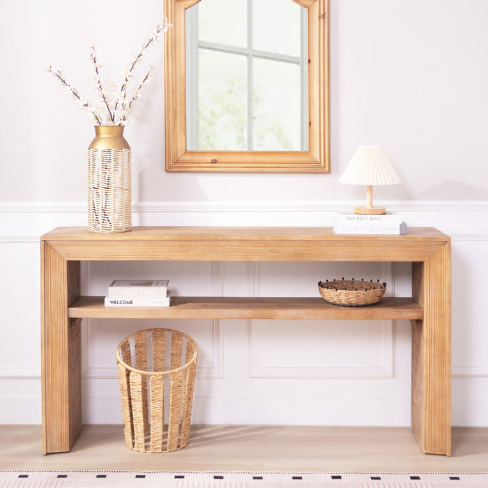 Console Table With Storage Shelf - Antique Natural / Light Natural / Natural