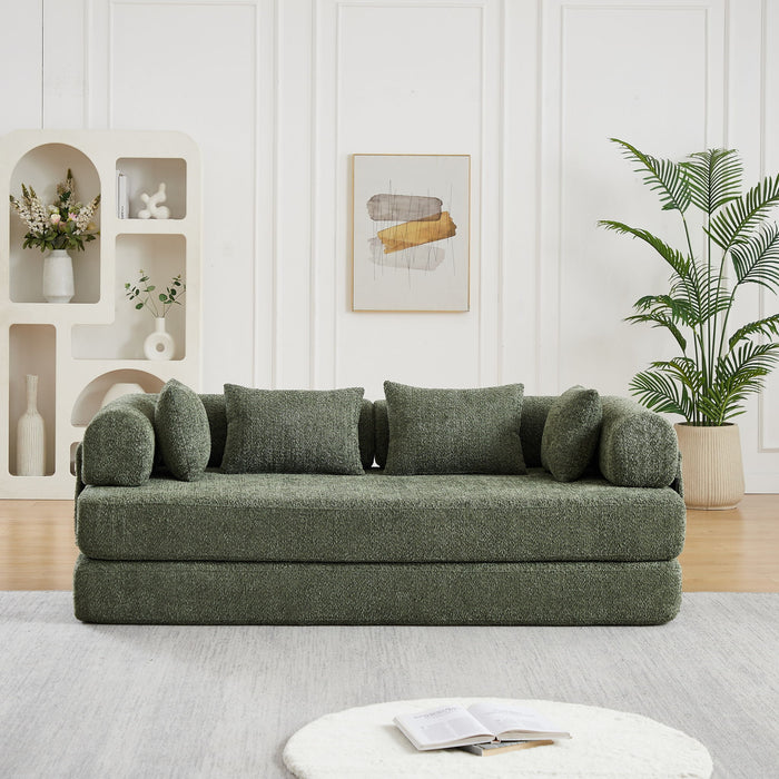 Convertible Sleeper Sofa Bed With Cylindrical Pillow