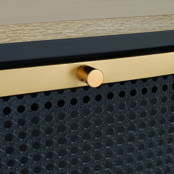 Modern Rattan 3 Door Shoe Rack Cabinet For Entryway