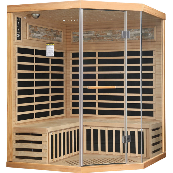 Pentagonal Sauna Room With Carbon Heating Plates - American White Oak