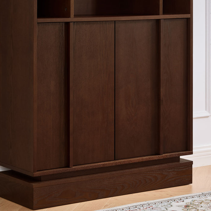 Fluted Sideboard Buffet Cabinet With 2 Doors And Adjustable Shelf, Storage Cabinet For Entryway