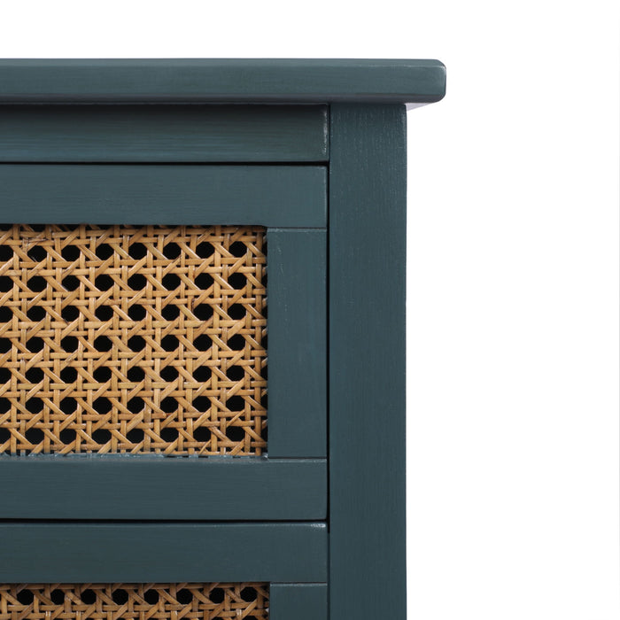 2 Drawer Side Table, Natural Rattan