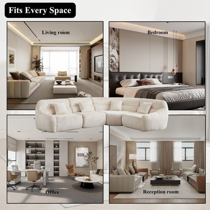 Luxury Curved Corner Sectional Sofa With 4 Pillows