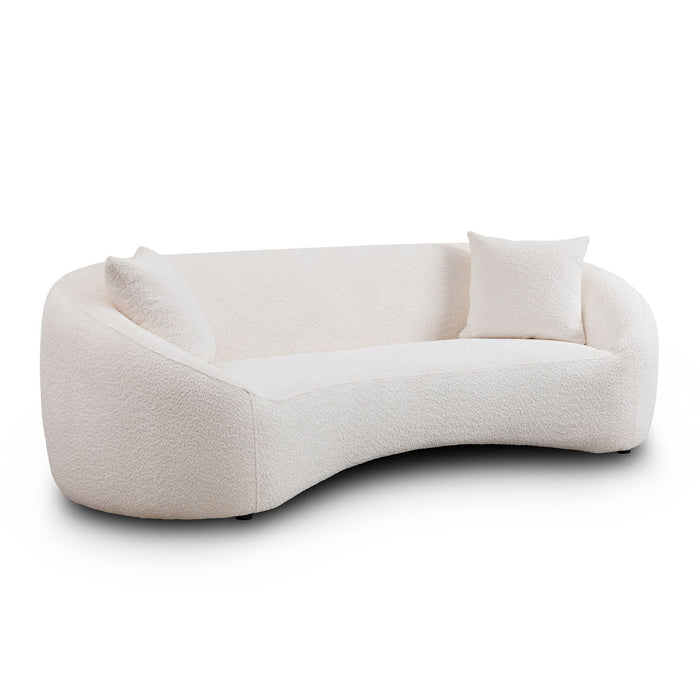 Curved 3 Seater Sofa For Living Room - White