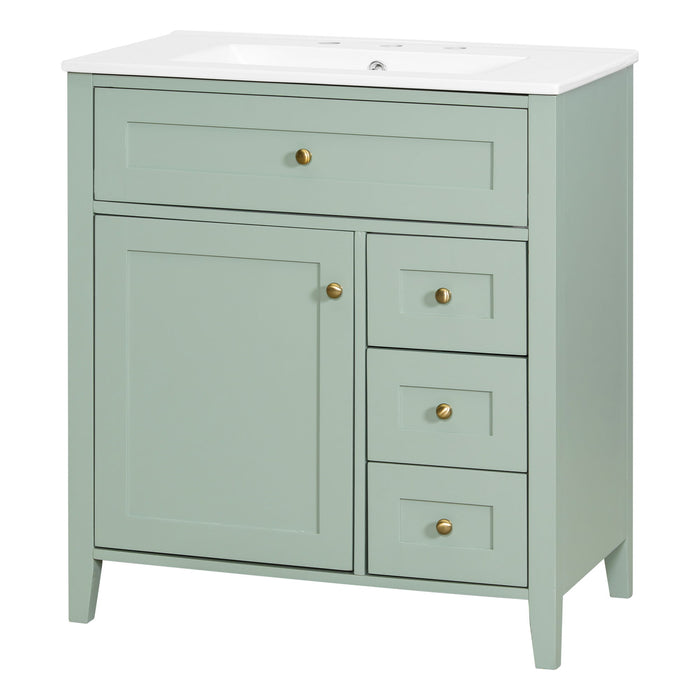 Bathroom Vanity With Sink, 3 Drawers And Adjustable Shelf
