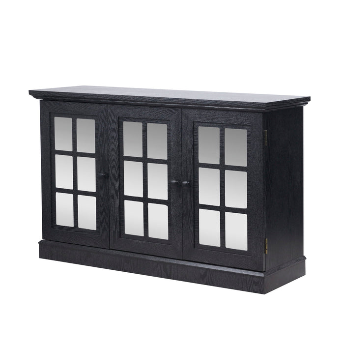 Storage Cabinet With 3 Mirrored Acrylic Doors, Adjustable Shelves