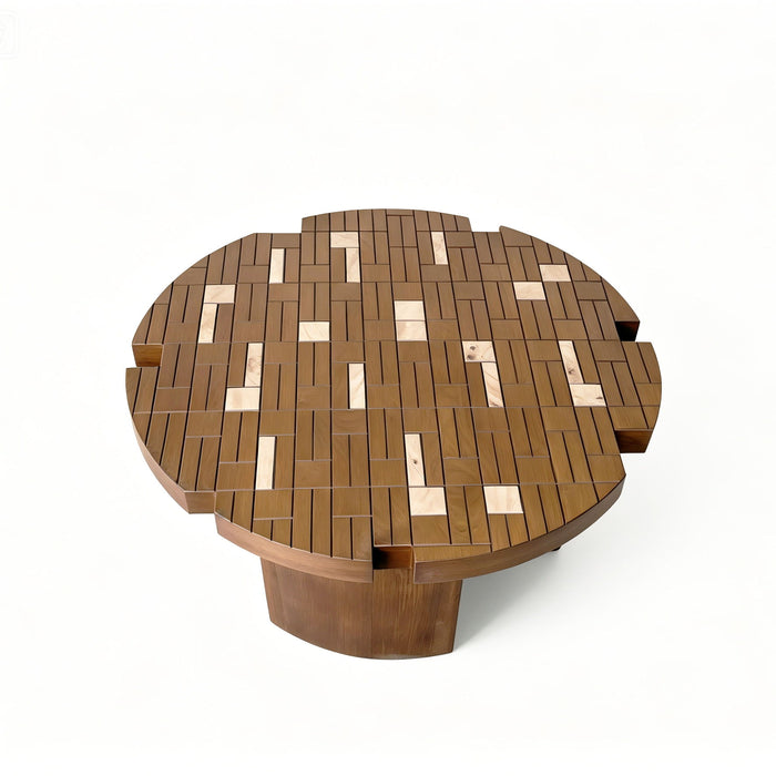 Round End Table For Living Room - Brown / Yellow