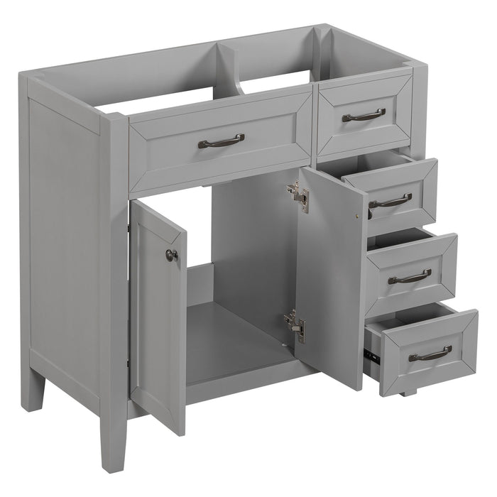 Modern Bathroom Vanity Base Only, 2 Doors And 3 Drawers