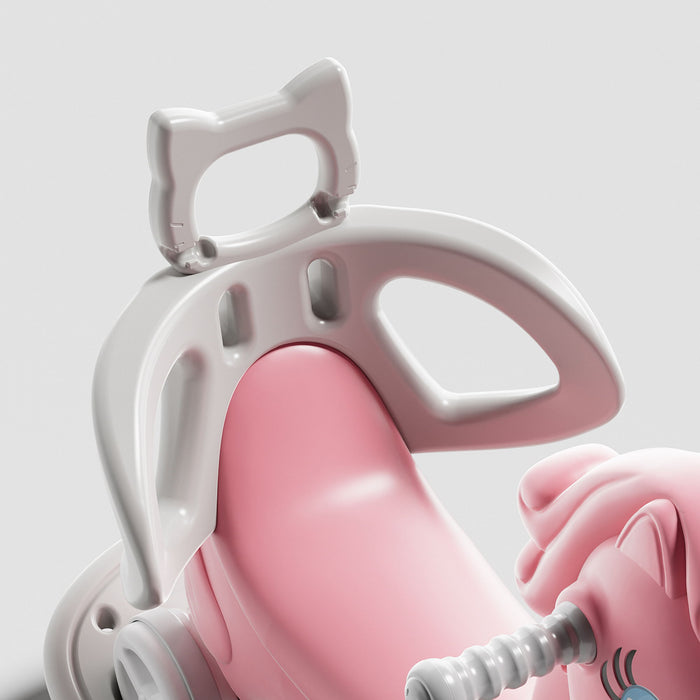Unicorn Rocking Horse For Toddlers, Ride On Toy With Push Handle And Balance Board - Pink