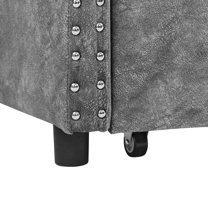 Upholstered Tufted Daybed With 2 Drawers, Waved Arms