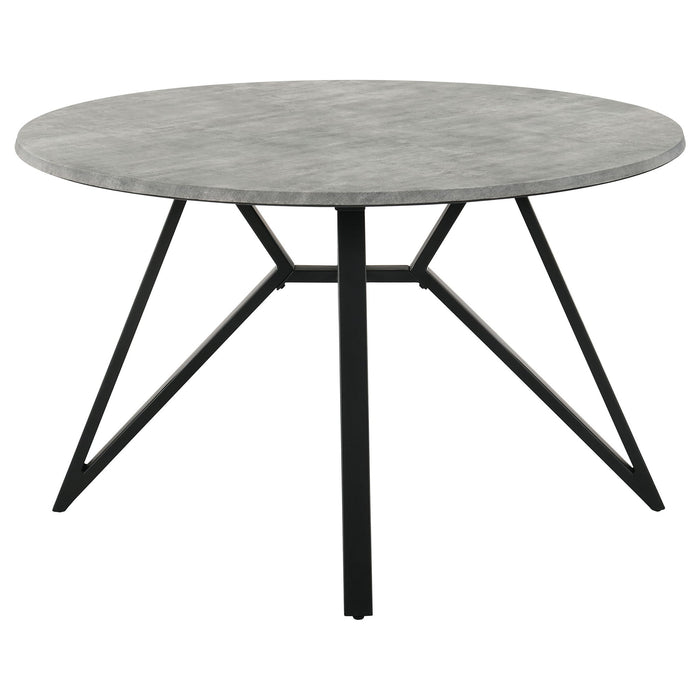 Vellux - 5 Piece Round Dining Table Set With Concrete Top Upholstered Chairs - Gunmetal