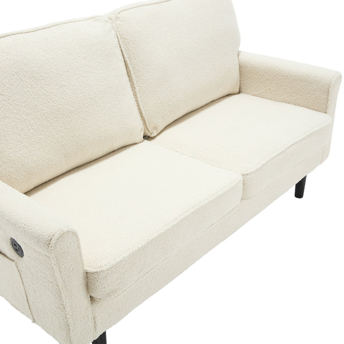 Mid Century Modern Loveseat Sofa With USB Ports, Removable Pillow Cover