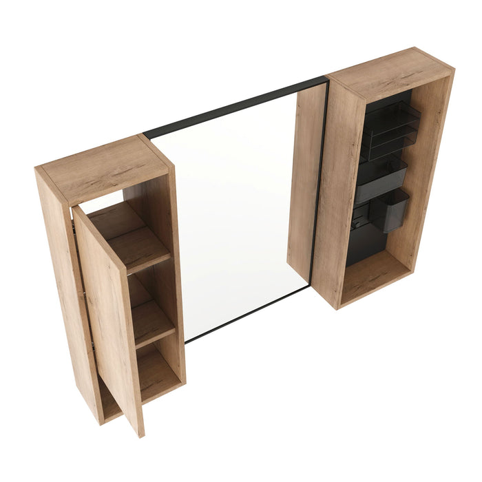 41.6" Wall Mounted Bathroom Cabinet With Soft Close Door, Storage Cabinet Featuring - Imitative Oak