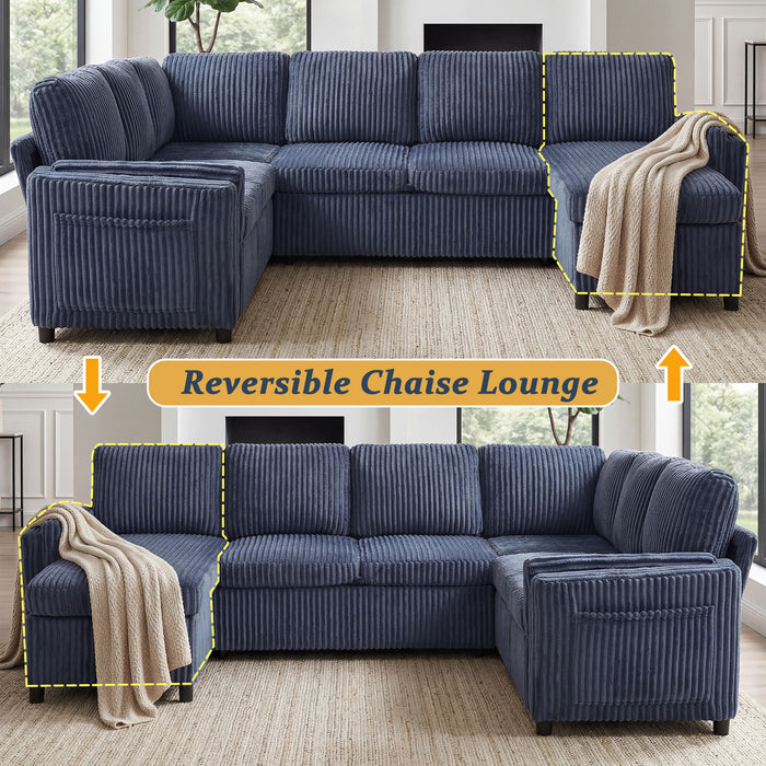 Convertible U-Shaped Sectional Sofa Bed With USB Ports And Storage