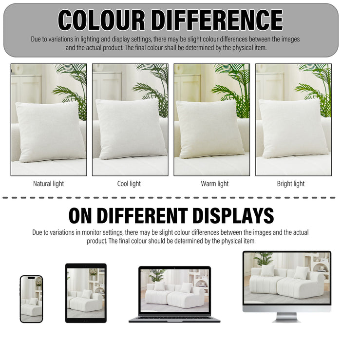 Modular Sectional Sofa With 2 Pillows, Symmetrical Design