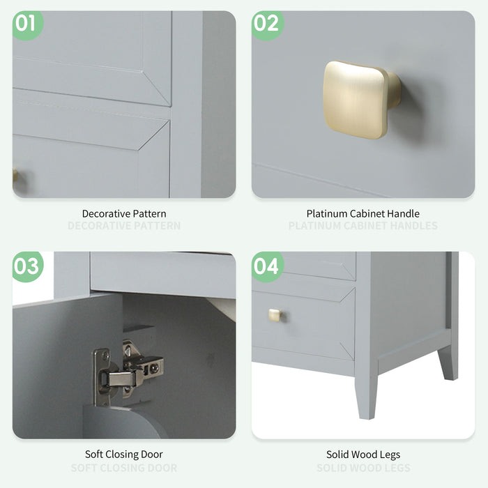 Bathroom Vanity With Sink, Soft Closing Cabinet Door, Storage Rack And Drawer