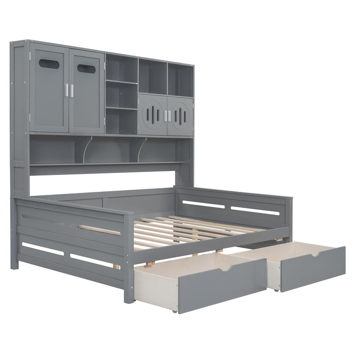 Daybed With All-In-One Cabinet And Shelf