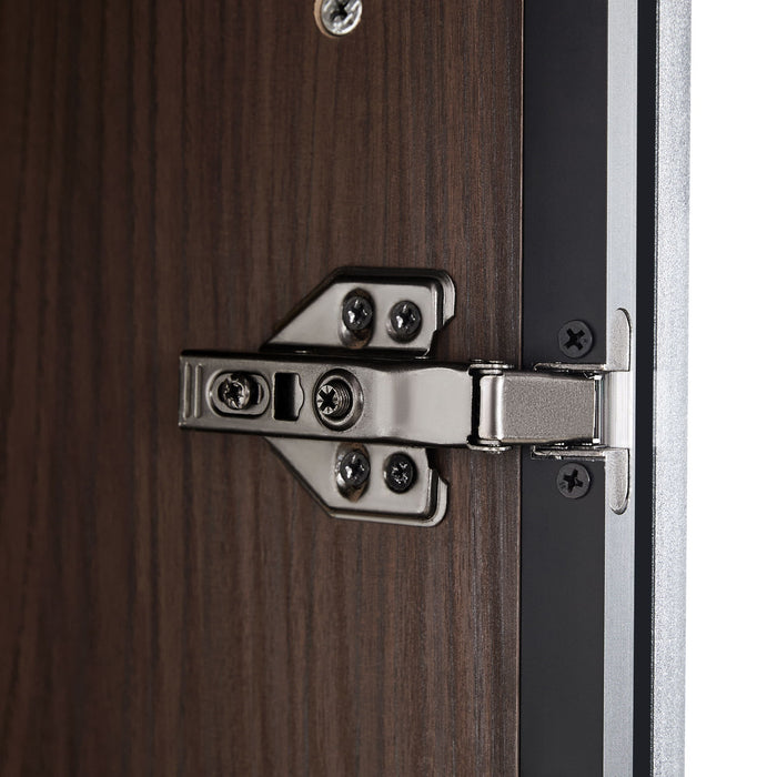 Modern Minimalist Tall Lighted Display Cabinet With Tempered Glass Door - Black / Dark Walnut