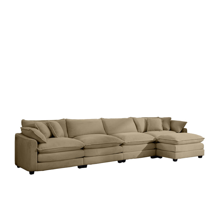 Oversized Modular Cushion Sofa With Ottoman, Low Back, Deep Seating Sofa Set