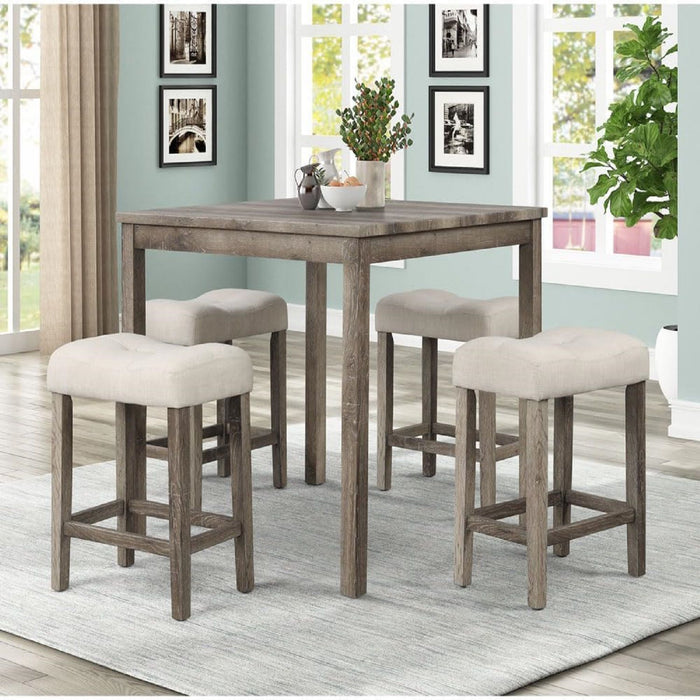 Transitional Counter Dining Set With 4 Tufted Stools