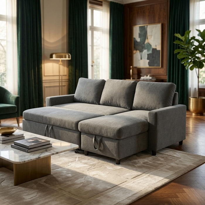 L - Shaped Convertible Sofa Bed With Storage Chaise
