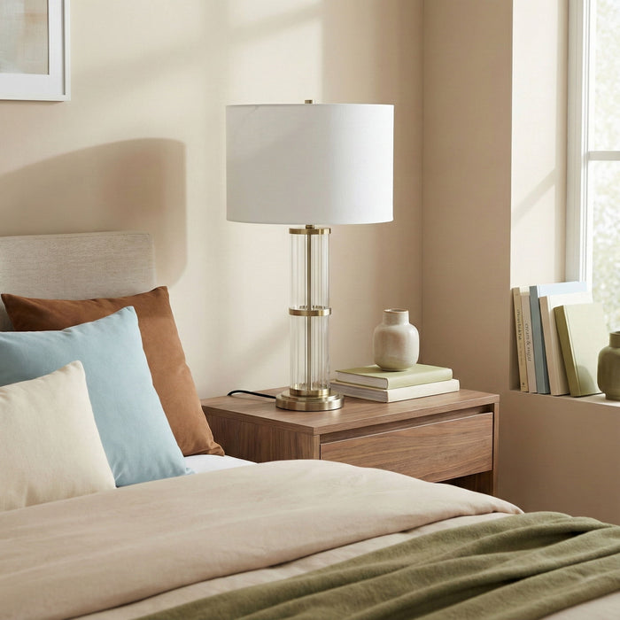 Echo - Table Lamp With On / Off Switch Clear Body Base - Clear / Silver / White