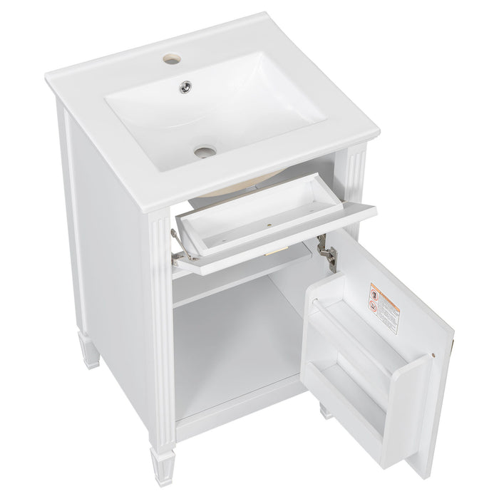 Bathroom Vanity With Sink, Adjustable Shelf, Tilt-Out Drawer