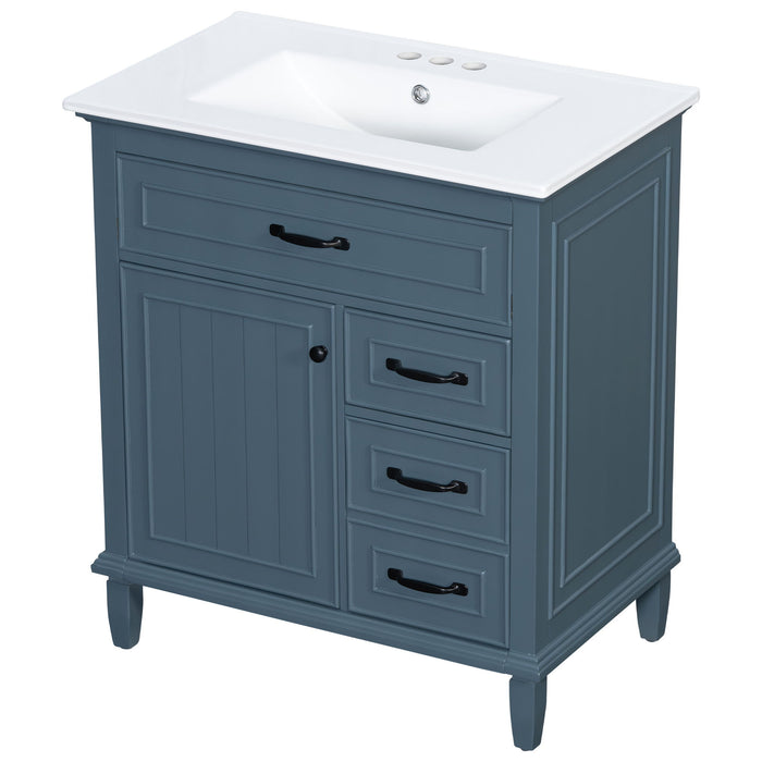 Bathroom Vanity With Sink Top, Flip Drawers, Adjustable Shelf