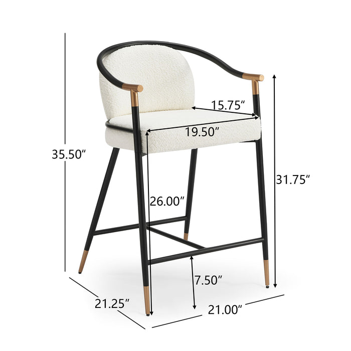 Contemporary Upholstered Counter Stool Set With Metal Frame