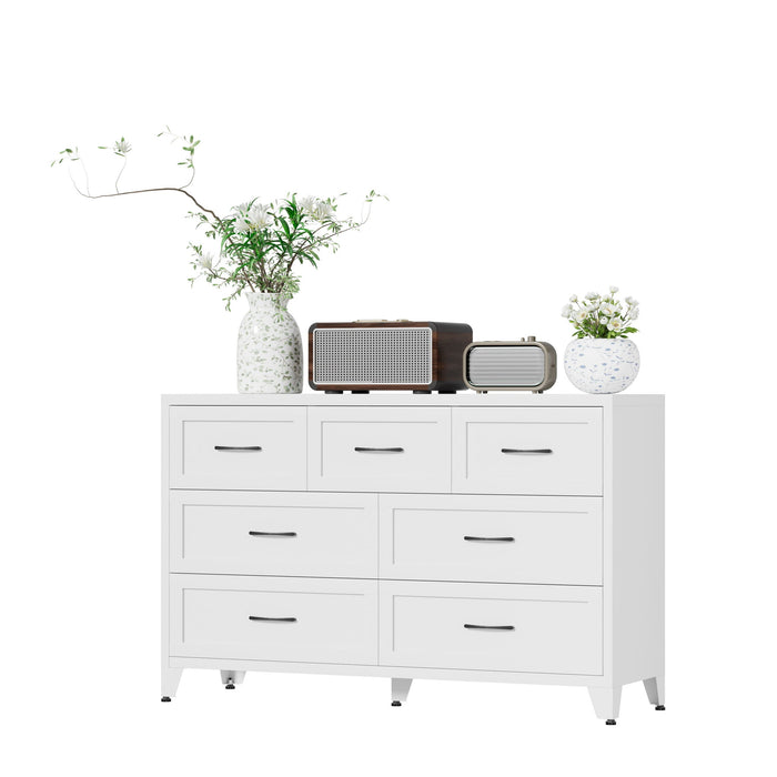 7-Drawer Dresser, Low-Profile Storage - White