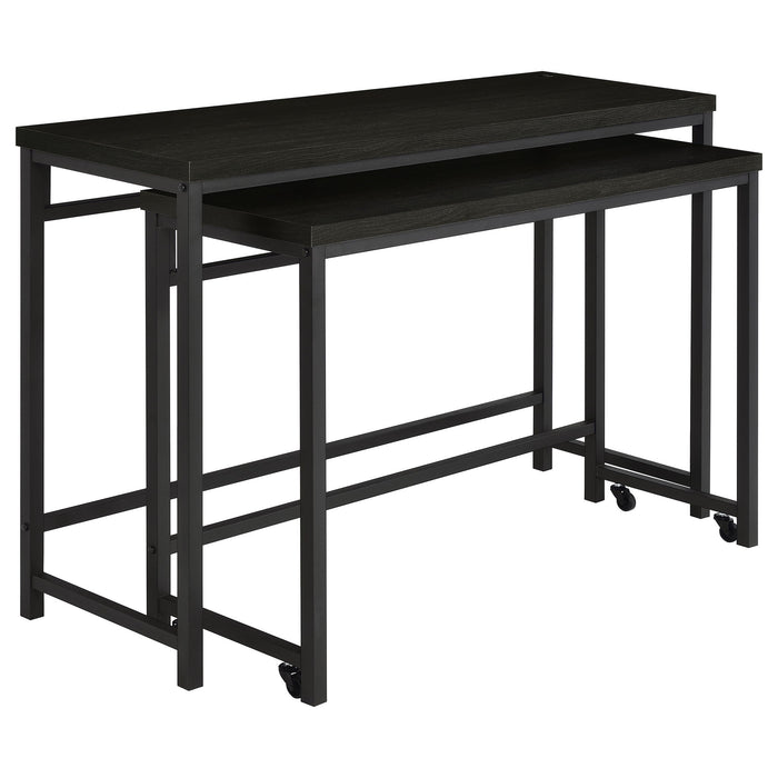 Klekner - 4 Piece Counter Height Table Set With Nesting Tables And Backless Stools - Charcoal