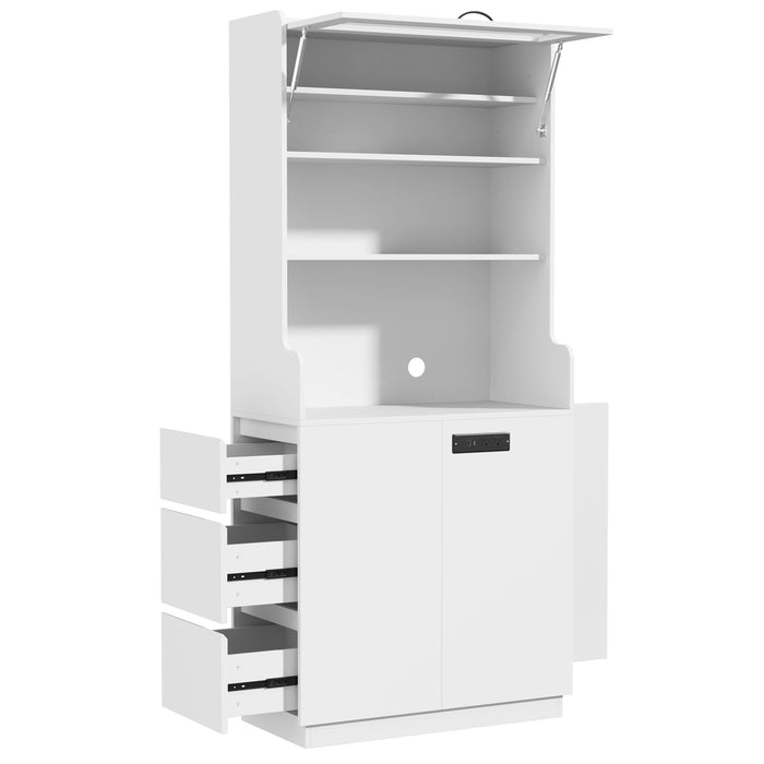 Pantry Cabinet With Hydraulic Flip Top And USB Charging Port