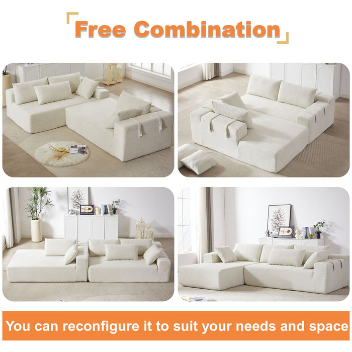 Modern Chenille Upholstered Sectional Sofa Couch Set With 6 Pillows,Free Combination