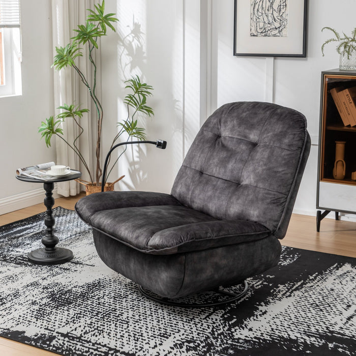 Modern Swivel Gliding Recliner Chair With Rocking Function And Phone Holder, Large Comfortable