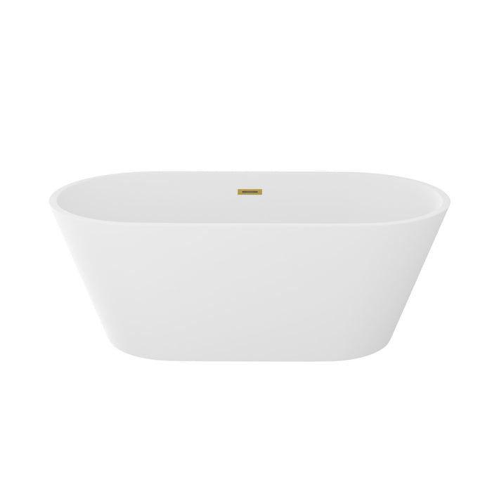 Gloss Freestanding Bathtub With Overflow And Pop Up Drain, Stand Alone Soaking Tub - Glossy White