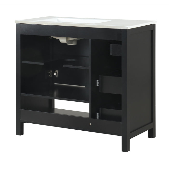 Bathroom Vanity With Sink Top, Bathroom Vanity Cabinet With 2 Doors And 2 Drawers, Open Shelf