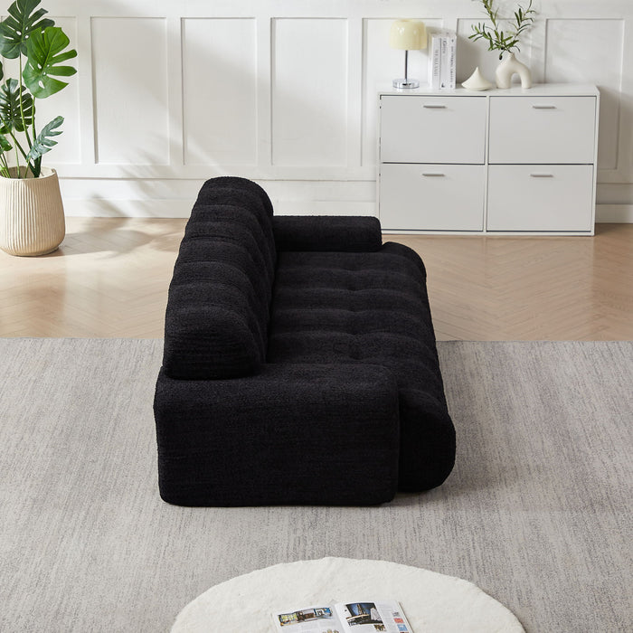 Cloud Series Minimalist Button Tufted Square Arm 3 Seater Sofa