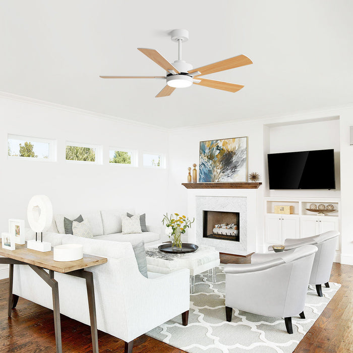 Reversible DC Motor Ceiling Fan With Dimmable LED Light For Living Room