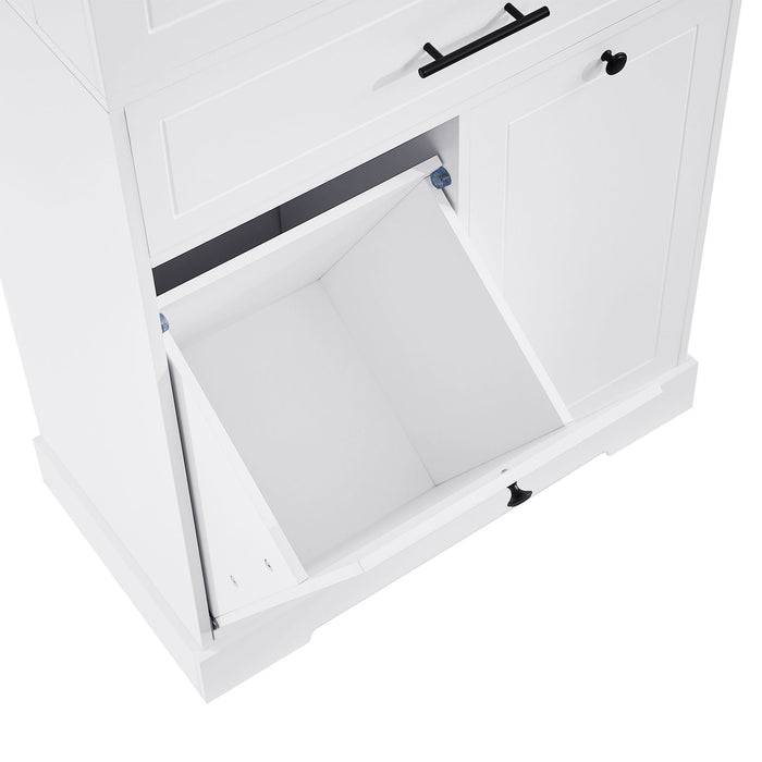 Freestanding Bathroom Storage Cabinet With Doors, Drawers, And Tilt Out Laundry Hamper - White