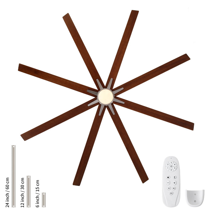Oversized Large Ceiling Fan With Dimmable LED Light, 8 Blades, Remote Control