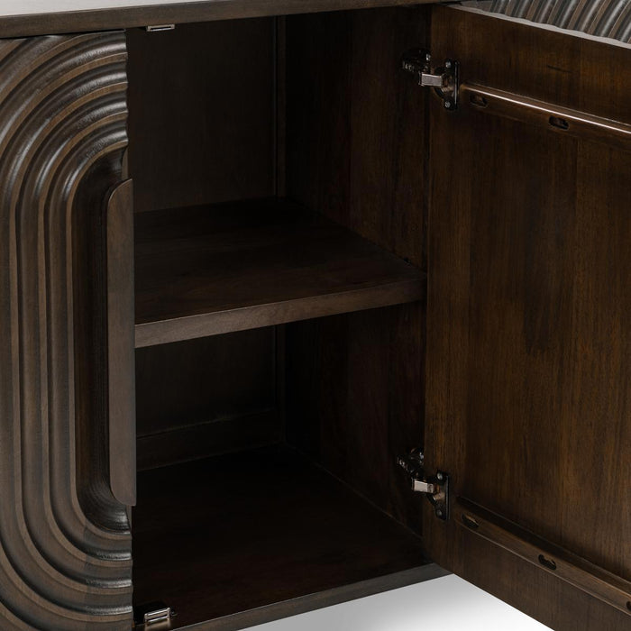Colson - Mango Wood 4 Door Cabinet - Dark Brown