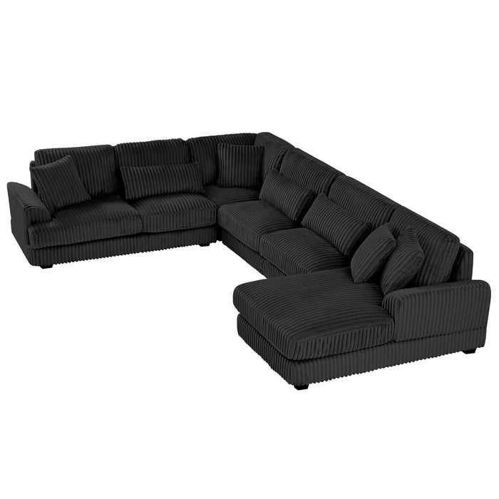 Oversized Sectional Sofa U - Shaped Sofa Couch Modern Sofa Upholstered In Soft Corduroy With A Chaise Lounge For Living Room
